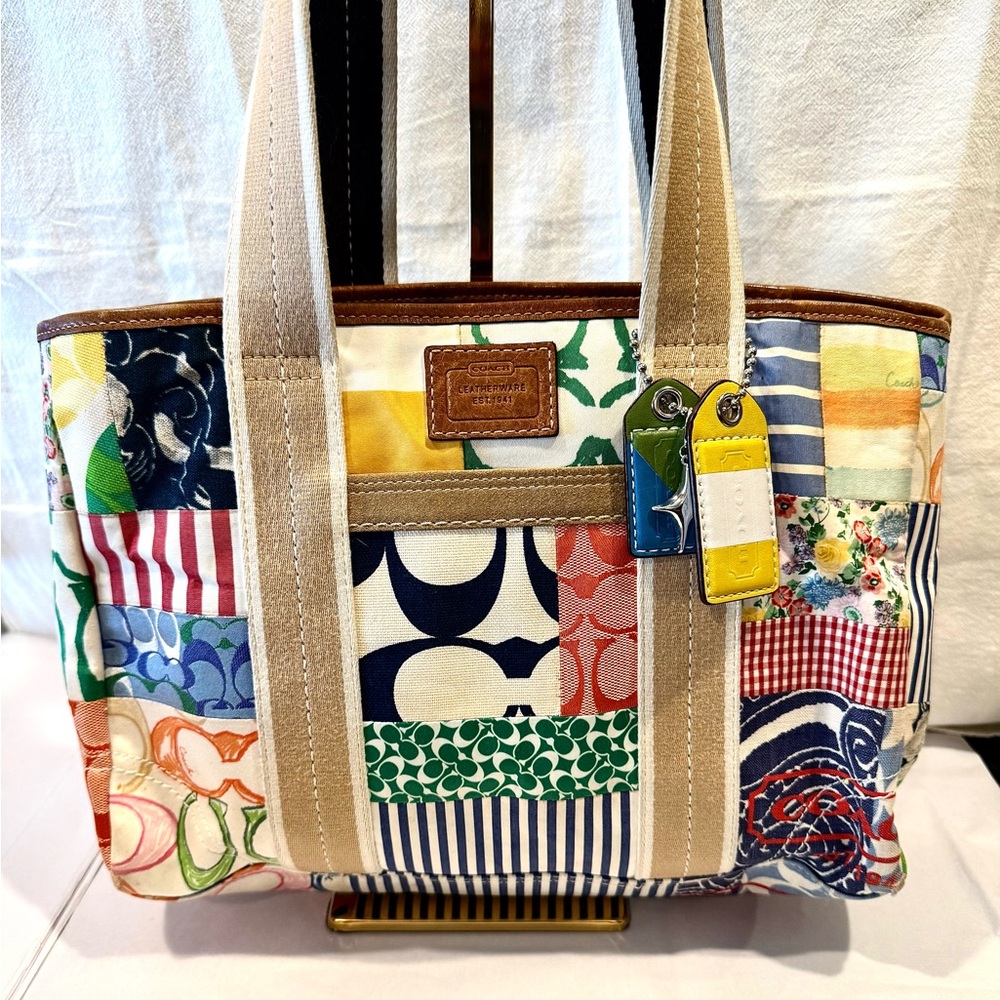Pristine Coach Vintage Hamptons Weekend Patchwork Tote
